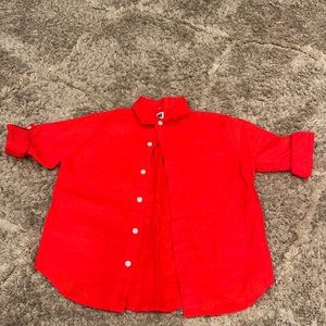Janie and Jack red linen shirt, size 5